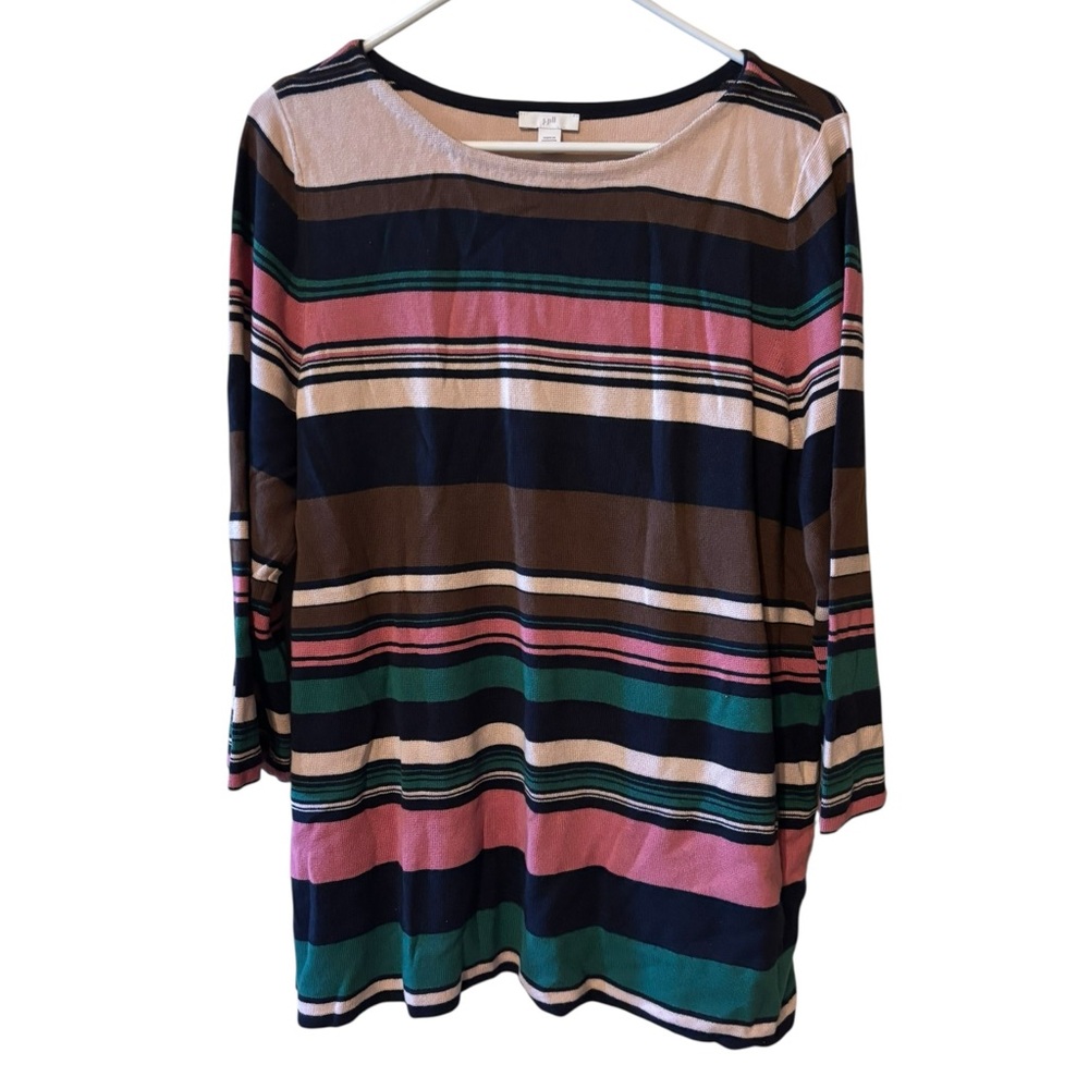 J. Jill Multicolor Striped Long Sleeve Lightweight Sweater Size M EUC